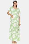 Coucou Maternity Woven Full Length Nightdress With Front Zipper And Discreet Feeding - Light Grass Green — thumbnail 2